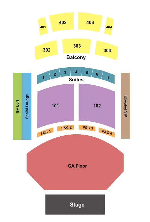 seating chart for The Theater at Virgin Hotels - Las Vegas - Endstage GA Floor 2 - eventticketscenter.com